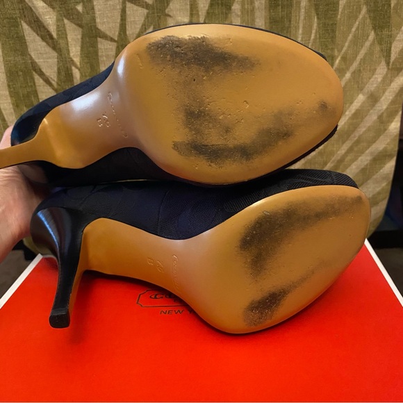 Coach Black Aldis Black Peep-Toe Platform Stiletto Heels - Picture 5 of 6